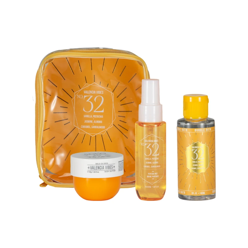 Women's 3 Pcs Bag Set 1.02 oz Body Mist 2 oz Bubble Bath 1.02 oz Body Butter Valencia Vibes 32 - Solo En lbiza
