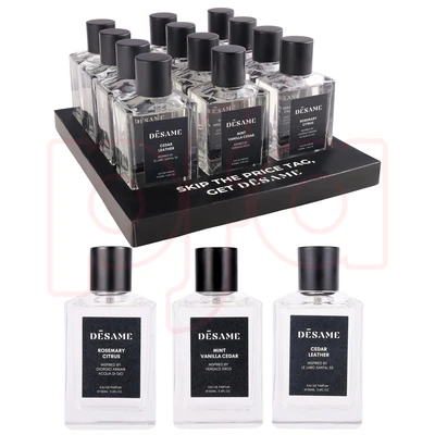 OD89948, DESAME  CEDAR LEATHER/MINT VANILLA CEDAR/ROSEMARY CITRUS  DISPLAY 2 Men's 100ml/3.4oz EDP, 191554897366