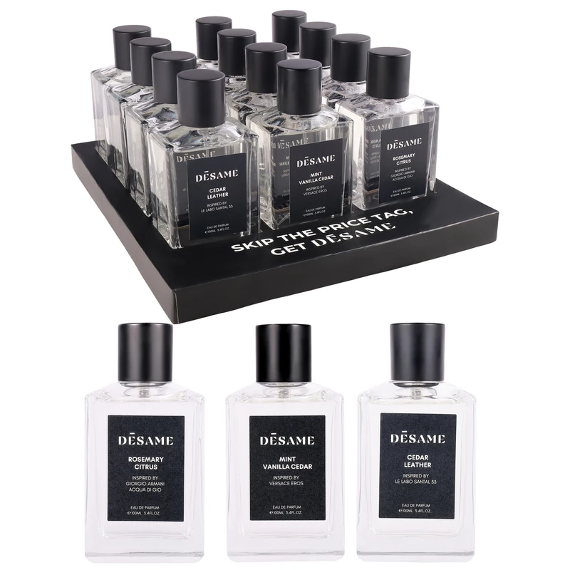 DESAME CEDAR LEATHER/MINT VANILLA CEDAR/ROSEMARY CITRUS DISPLAY 2 Men's 100ml/3.4oz EDP