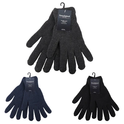 11112, Insulated Classic Double-Layer Knit Gloves in 3 Colors, 191554111127