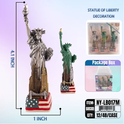 NY-LB017M, STATUE LIBERTY Mix-Match Color(4.5") 3/Set/Pk, 887257900174