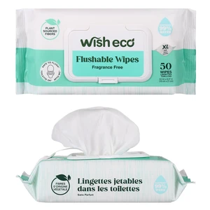 69318, Wish Eco  Flushable Wipes 50ct Scent Free, 191554693180
