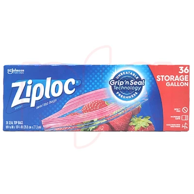 ZL-SBG36, Ziploc Storage Bag 36 Count Gallon Size, 025700001126