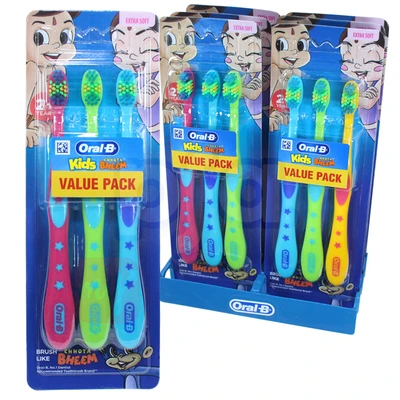 OB3K, Oral-B Toothbrush 123 3PK Kids Extra Soft, 4987176226532