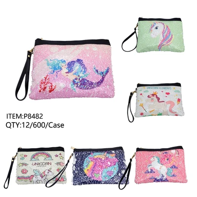 P8482, UNICORN SEQUIN COSMETIC BAG, 887257284823