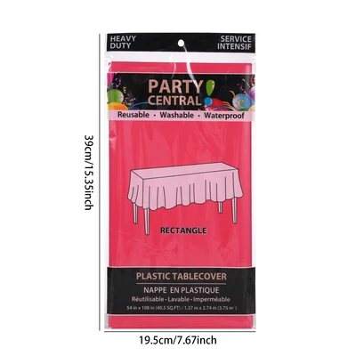 50001, Party Central Heavy Duty Rectangle Plastic Tablecover - Red, 191554500013