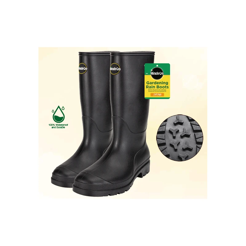Miracle.Gro Gardening Rain Boots Knee-High Solid Black 8-12