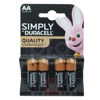 DCS4AA, Duracell Simply AA Batteries - 4 Pack Alkaline Battery, 5000394002241