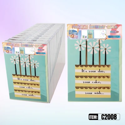 C2008, Birthday Premium Card Generic Messages Inside 12/PVC (144DP), 887257920080