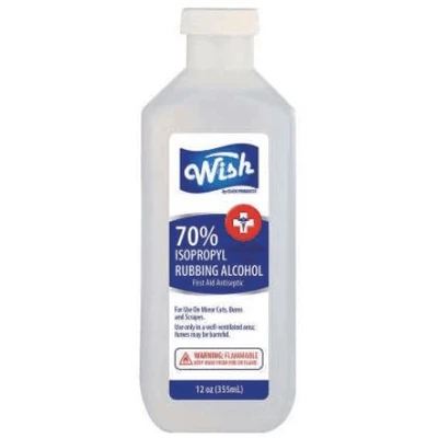 61302, Wish Rubbing Alcohol 12oz 70% (84/pallet), 191554613027