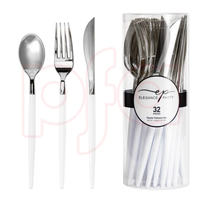 36260, EP 32PK Cutlery White+Silver, 191554362604