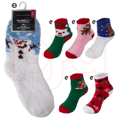 12106, Thermaxxx Winter Socks Fuzzy HD Xmas, 191554121065