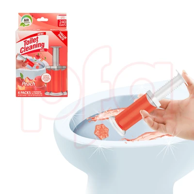 60132, Toilet Cleaning Gel 4 Packs Clean Peach Scent 6.43oz with 56 Stamps - Air Fusion, 191554601321