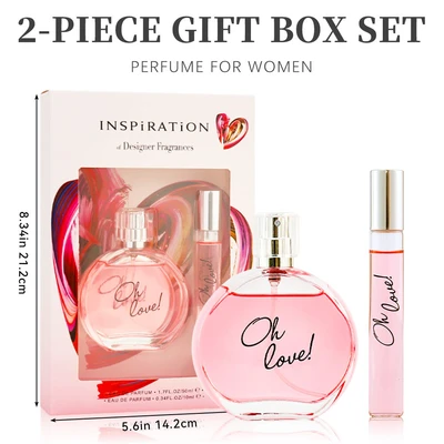 88409, Women's 2 Pcs Eau de Parfum 1.7oz/50ml+0.34oz/10ml EDP Vial Set Oh Love! - United Scents, 191554884090