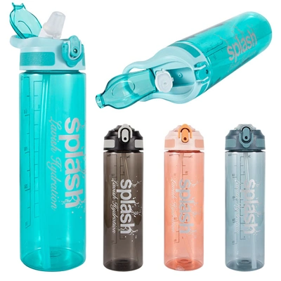 58154, Splash Plastic Bottle 23.67oz Flip Cap w/ Lock & Straw, 191554581548