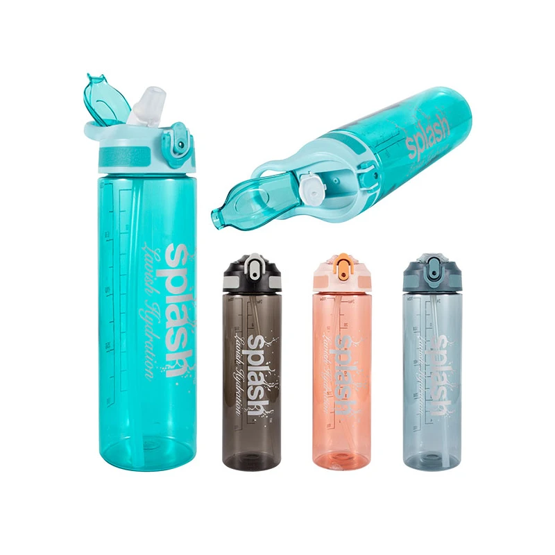 Splash Plastic Bottle 23.67oz Flip Cap w/ Lock & Straw
