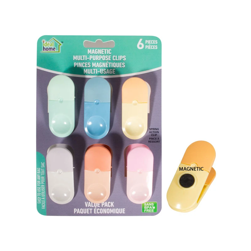 Ideal Home Bag Clip Set w/ Magnet 6PK