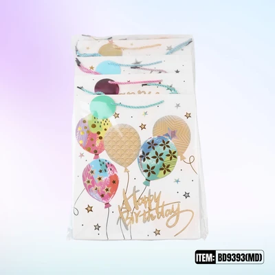 BD9393-MD, Birthday Gift Bags MD. Assorted x4 Styles7.1"x3.9"x9", 887257130458