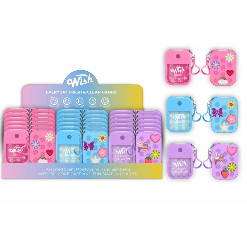 Wish Liquid Hand Sanitizer Spray 1.2oz w/ EVA Holder PDQ