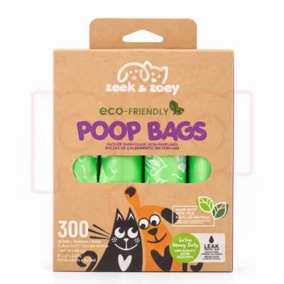 30147, Zeek & Zoey 100%PCR ECO Friendly Poop Bags 300CT, 191554301474