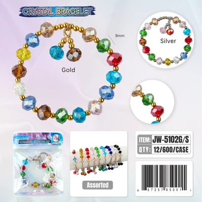 JW-5102, Crystal Bracelet Random Color, 887257850011