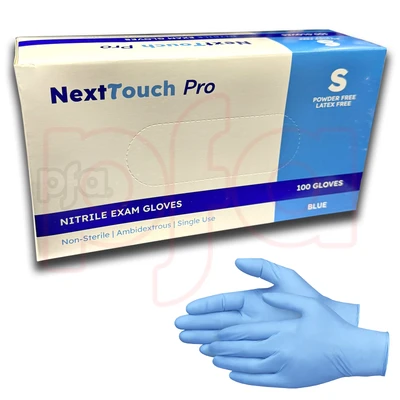 NG-NT-BS, Next Touch Blue Nitrile Exam Gloves 100CT Size: Small, 810181040104
