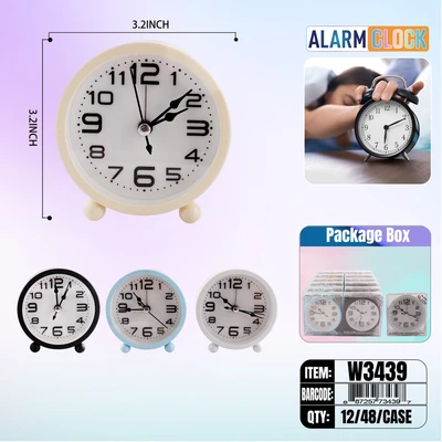 W3439, Alarm Clock 3.2" x4 Assorted Color, 887257734397