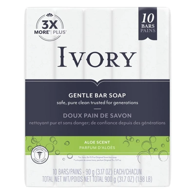 IV10A, Ivory Gentle Bar Soap 3.17oz 10Pack Aloe Scent, 037000218494