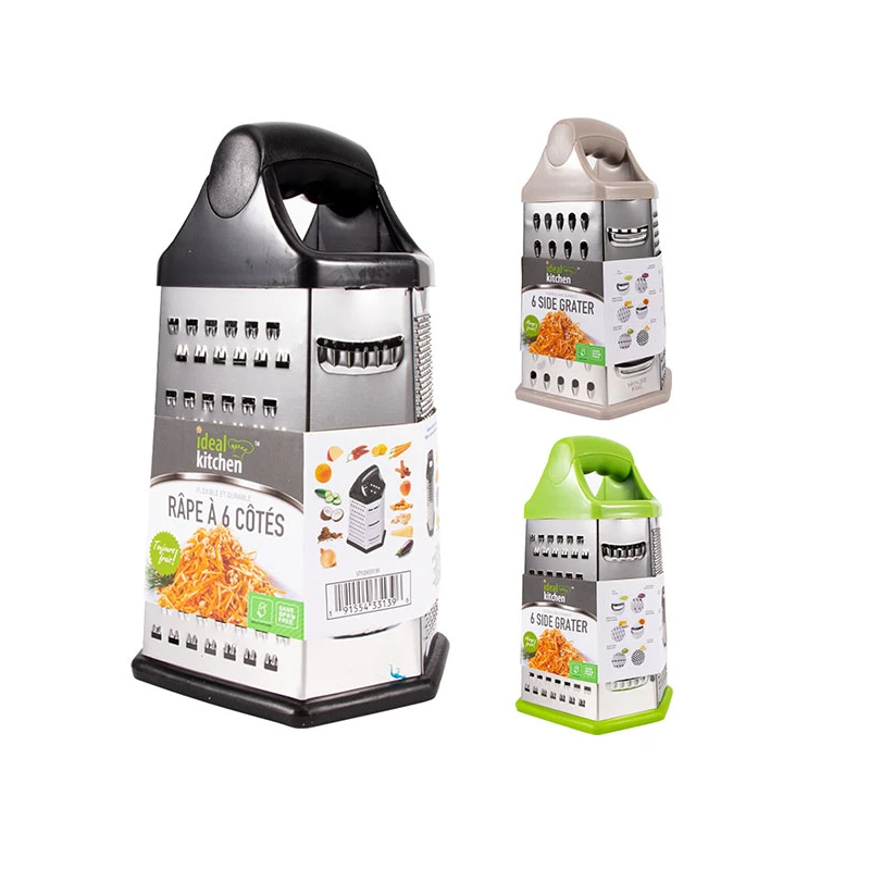 Ideal Kitchen Stainless Steel Grater 9in 6 Sides