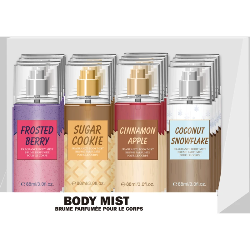 Women's Mini BodyMistDisplay 3fl.oz/88ml FROSTED BERRY/SUGAR COOKIE/CINNAMON APPLE/COCONUT SNOWFLAKE