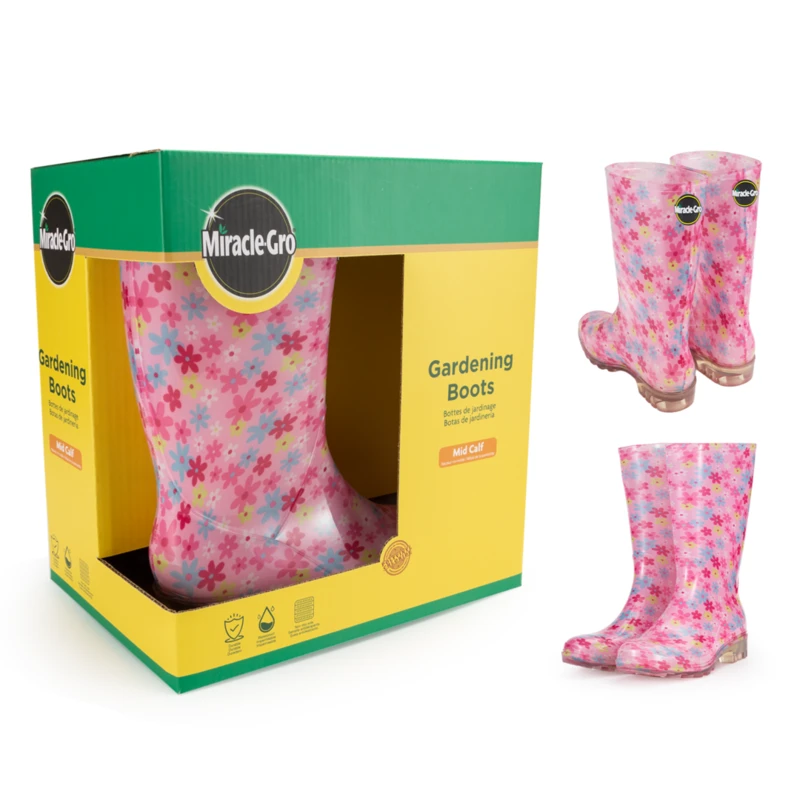 Miracle.Gro Gardening Rain Boots Mid Calf Floral 6-10 30*19.5*30.2cm