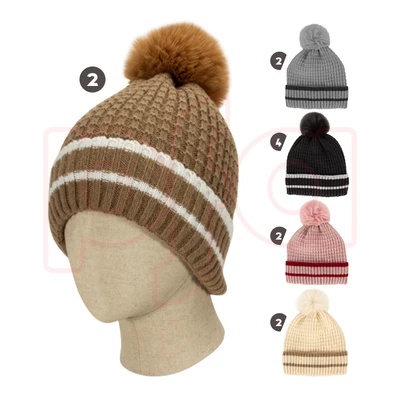 10025, Cindy Claire Ladies Pom Hat w/Fur Lining, 191554100251