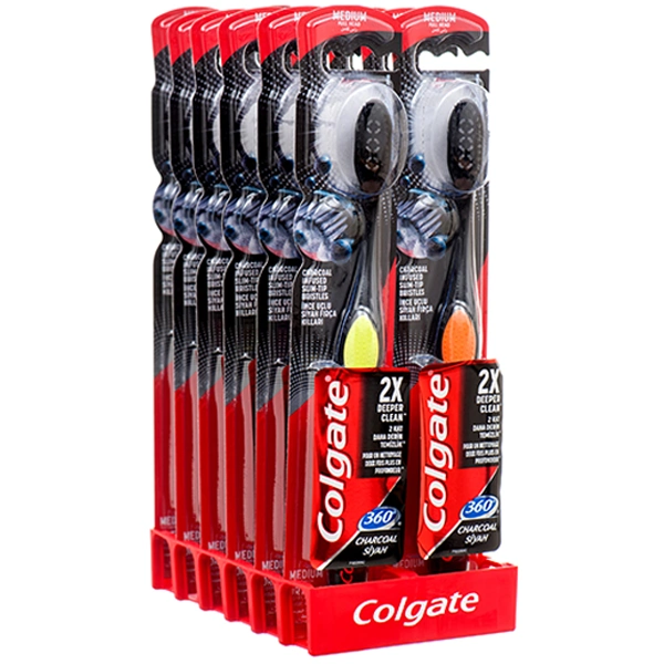 CTB-360-CB, Colgate Toothbrush 360 Charcoal Black Medium, 6910021100204
