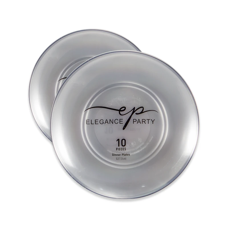 Elegance Party Curve 10PK 10.25" Dinner Plate Clear+Silver