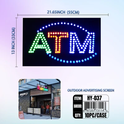 HY-037, LED ATM Sign 21.5"X13"X1", 887257731143