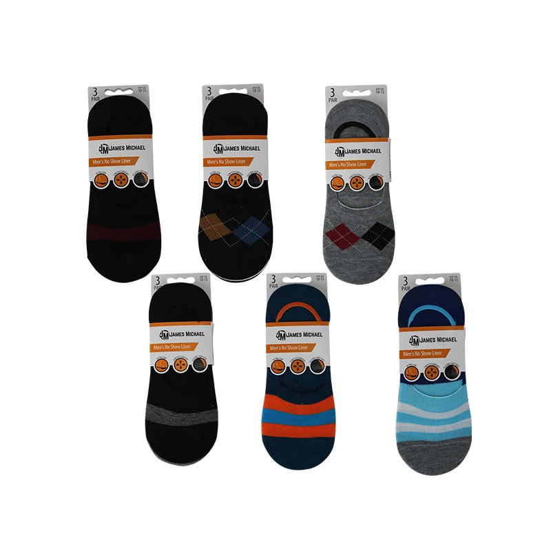 JM No Show Liner Socks 3PK Printed