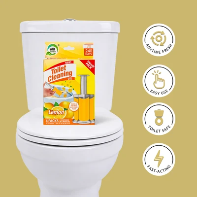 60131, Air Fusion Toilet Cleaning Gel 6.43oz 4PK – Lemon, 191554601314