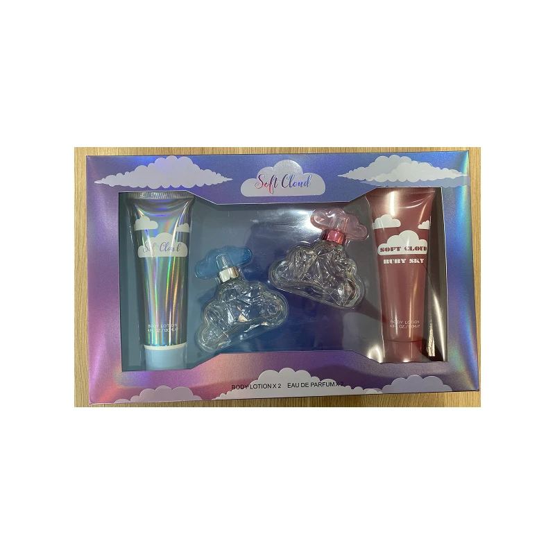 Women's 4pcs Large Gift Set SOFT CLOUD 4.1fl.oz/120ml×2 Body Lotion 1.7fl.oz/50ml×2 EDP