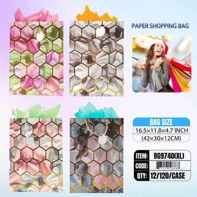 BG9740-XL, GeneralGift Bags XL.Assorted x4 16.5"x11.80"x4.7", 887257198625