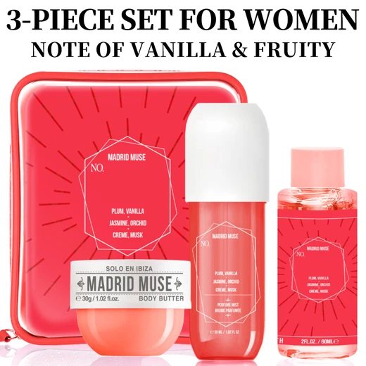 89494, SOLO EN IBIZA 3pcs-Madrid Muse 28-3.4 oz Body Mist, 2 oz Bubble Bath, 1.02 oz Body Butter, 191554894945
