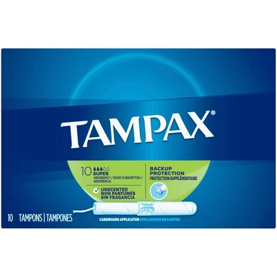 TC10SU, Tampax Cardboard Applicator Tampons, Super, Unscented 10ct, 07301030833
