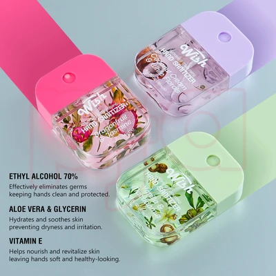 60420, Wish Travel Size (Set of 3 Scents,Each 1.2 FL. OZ) Power Mist Hydrating Hand Sanitizer Spray Portable Sanitizer Spray, 2 fragrance variants.Coconut Dragonfruit Vanilla/Violet Sweet Plum, 191554604209
