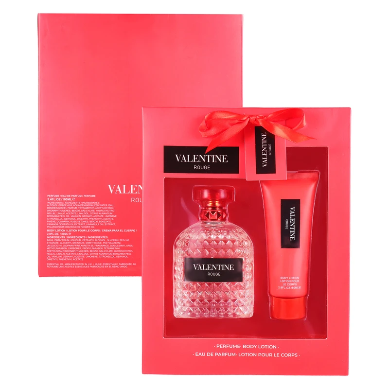 Women's 2pcs LARGE Set VALENTINE 100ml/3.4fl.oz EDP+ 80ml/2.7fl.oz Body Lotion