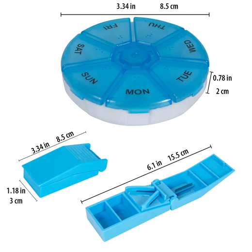 46109, Wish Pill Box Weekly w/ Pill Cutter Set, 19155446109