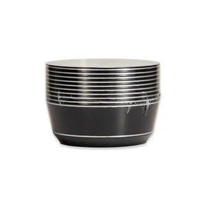 36270, Elegance Party 10PK 14oz Soup Bow Black+Silver, 191554362703