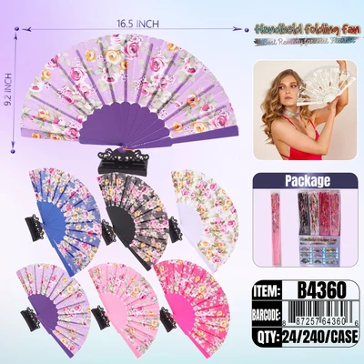 B4360, Hand Fan 16.5“x9.2" 24/DPQ, 887257643606