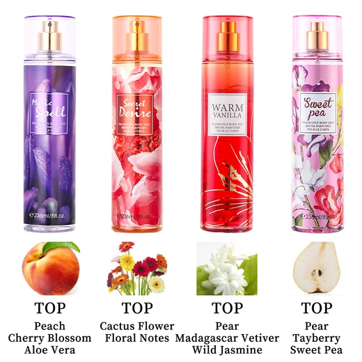 88843, Women's Body Mist Display 8 oz/ 236 ml Love Of Magic, 6 Scents Love Seduce/Magic Spell/Oriental Cherry Blossom/Secret Desire/Sweet Pea/Warm Vanilla - United Scents, 191554886087