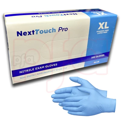 NG-NT-BXL, Next Touch Blue Nitrile Exam Gloves 100CT Size: Extra Large, 810181040135