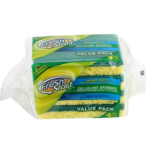 32215, Fresh Start Cellulose Sponge 4PK  Heavy Duty Green, 191554322158