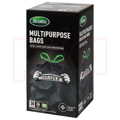 ST-30205, Drawstring Trash Bag Flex 30 Gal 36CT Black - Scotts, 191554302051